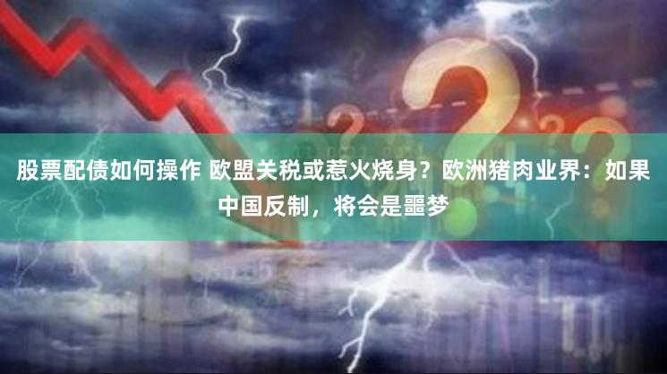 股票配债如何操作 欧盟关税或惹火烧身？欧洲猪肉业界：如果中国反制，将会是噩梦